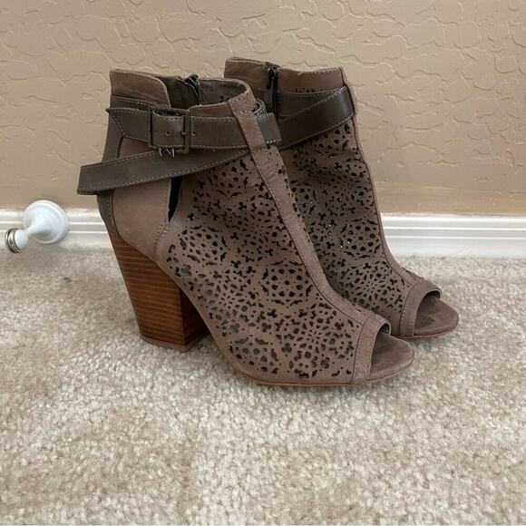 Vince Camuto Maizy Brown Lace Cut Out Booties - Picture 2 of 8